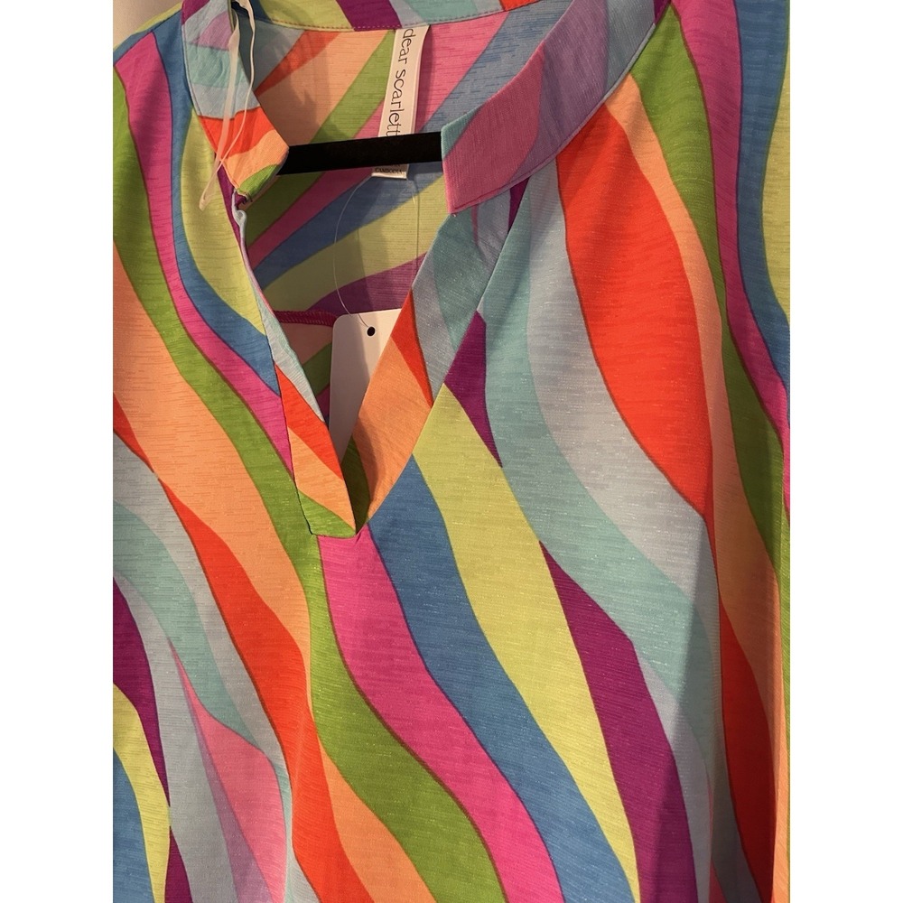 Dear Scarlett Plus Size Women's Top Blouse 2X Rainbow Red Orange Blue NWT - Picture 3 of 4